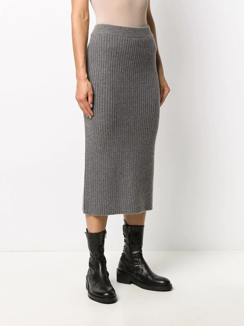 ribbed-knit midi skirt  - 3