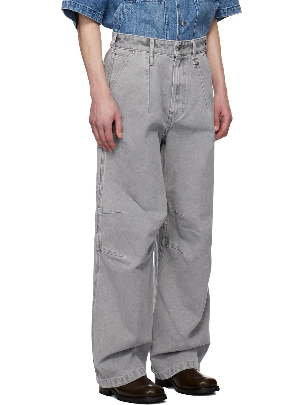 Gray 3D Wide Jeans - 2