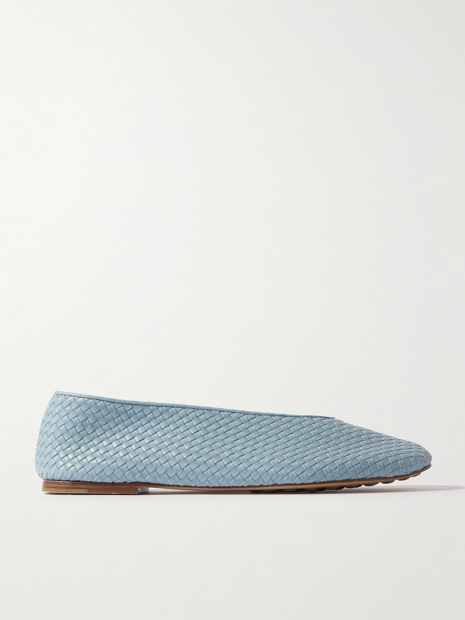 Intrecciato leather ballet flats Light blue - 1