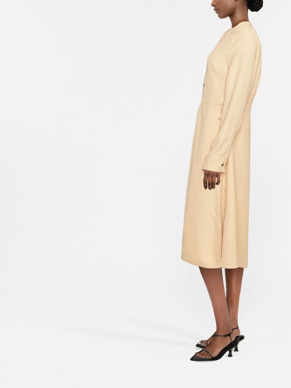 collarless long-sleeve midi dress - 3