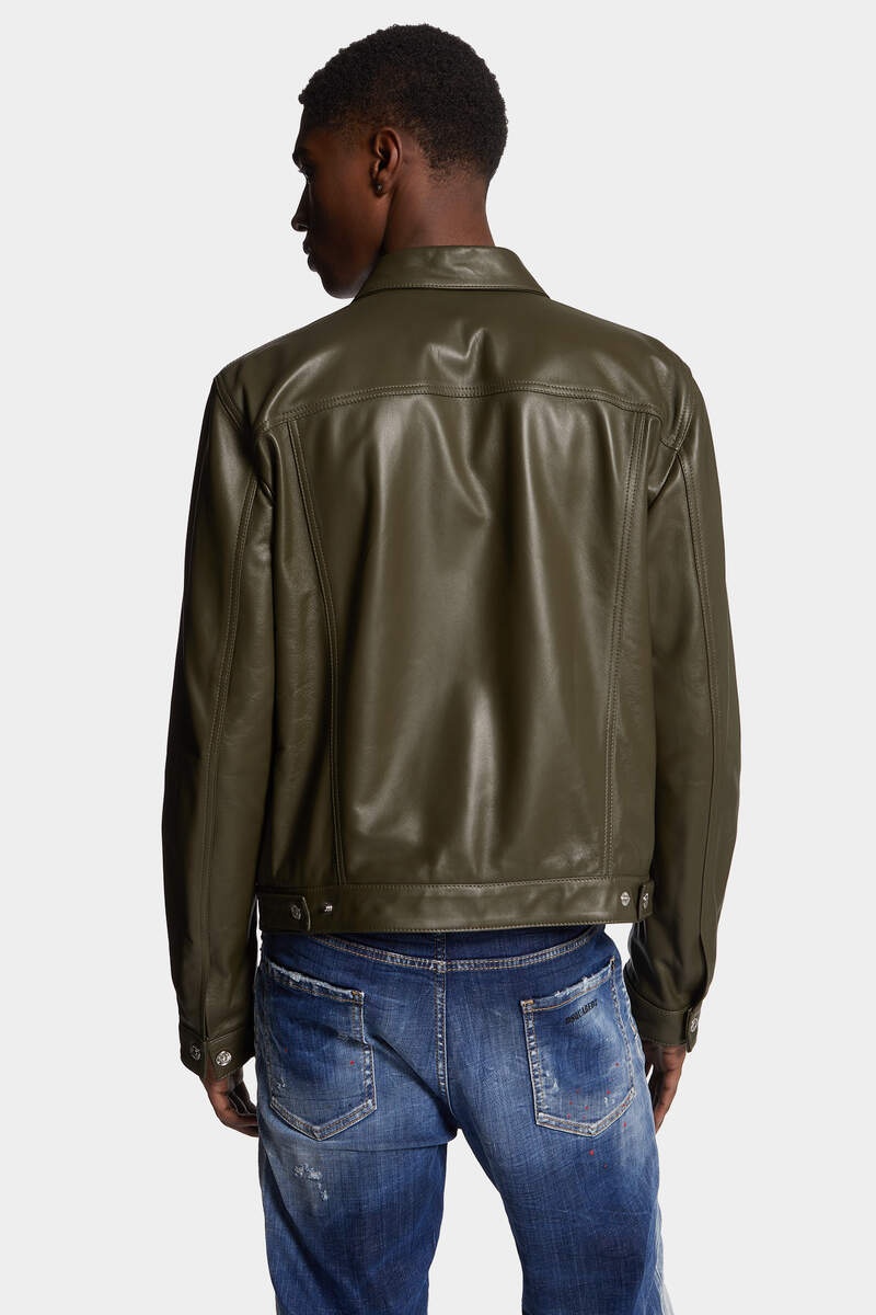 LEATHER BOXY JEAN JACKET - 2