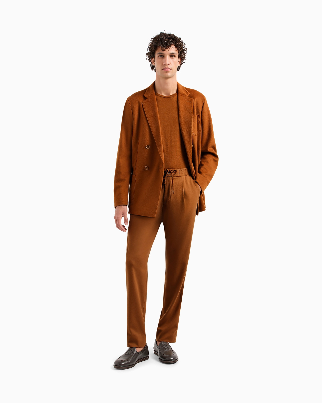GIORGIO ARMANI VICUÑA ONE-PLEAT TROUSERS IN PURE VICUÑA CHEVRON FABRIC - 2