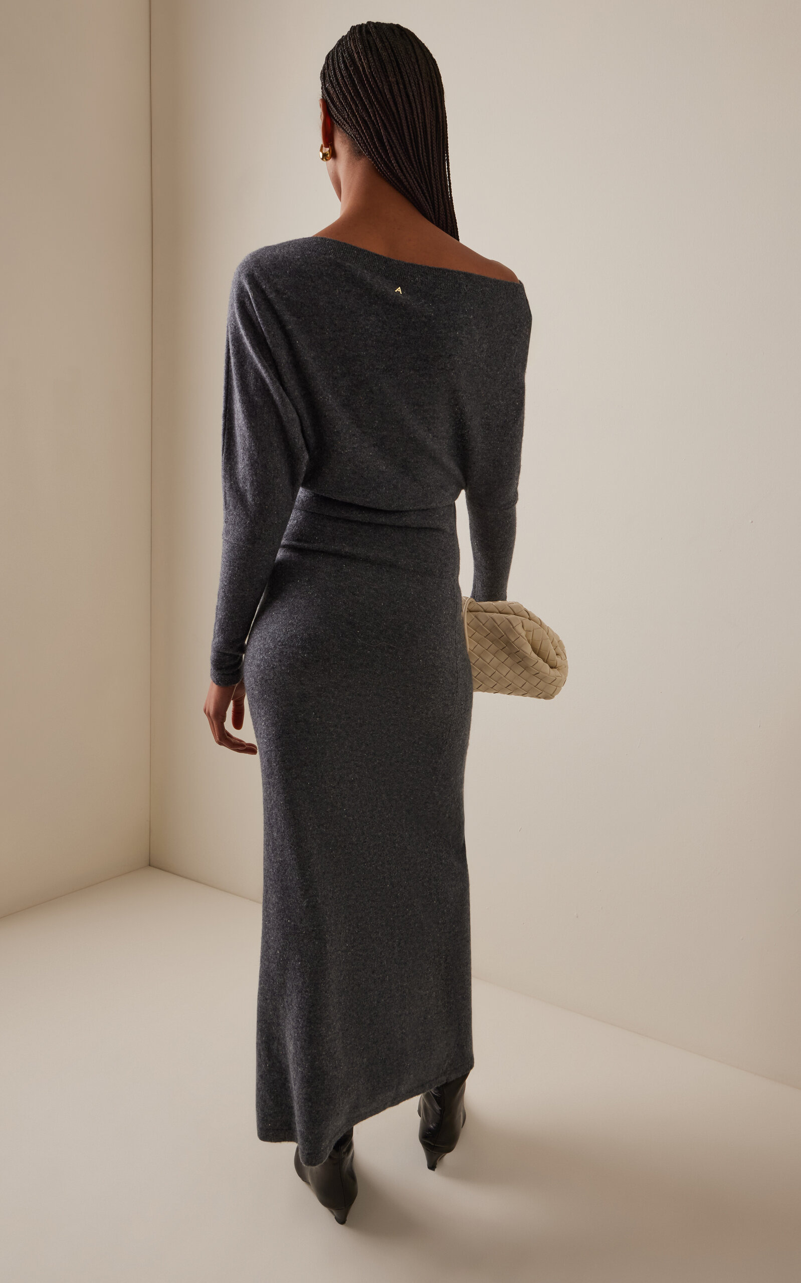 Kasos Off-The-Shoulder Cashmere Maxi Dress grey - 4