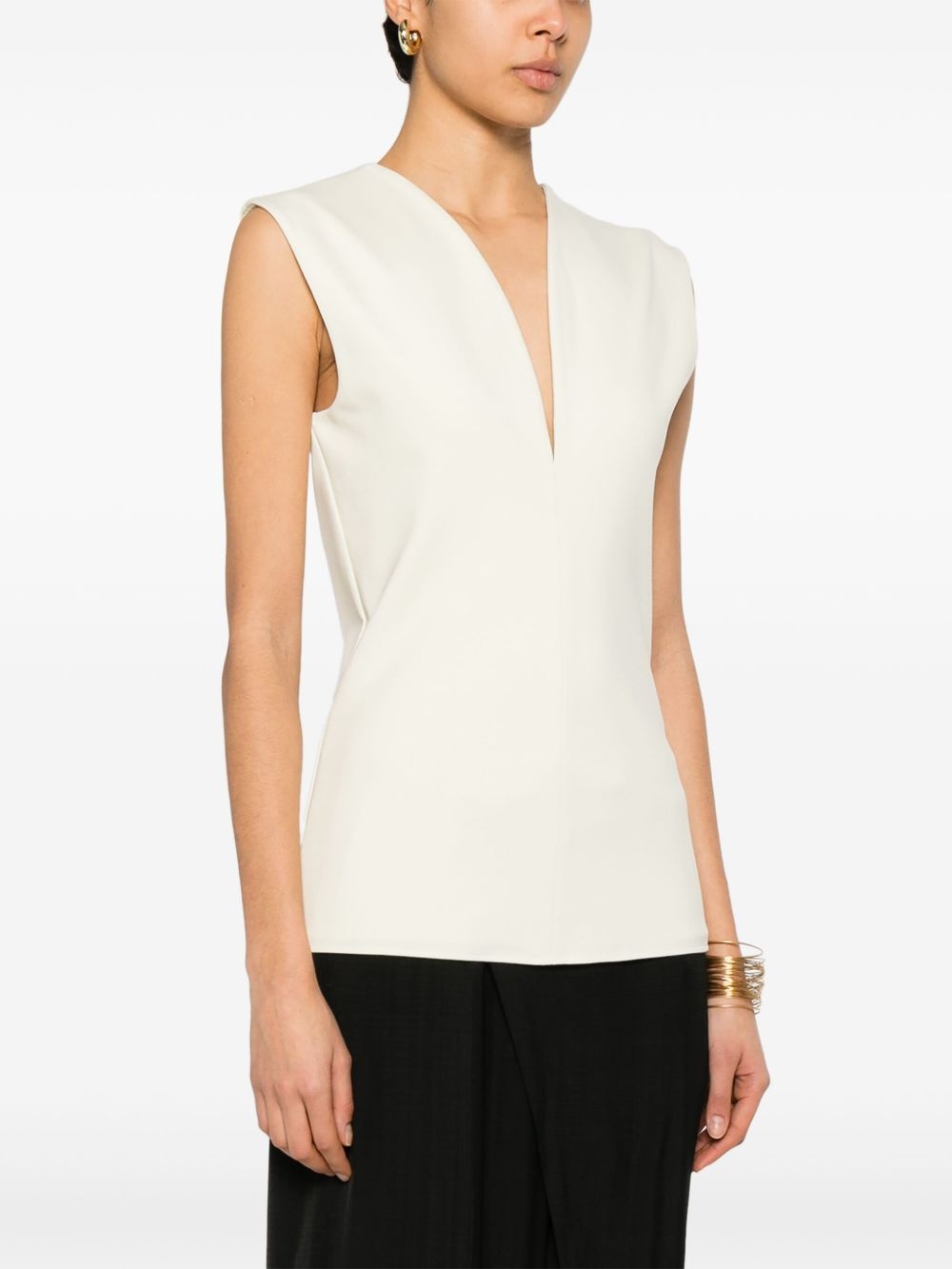 deep V-neck top - 3