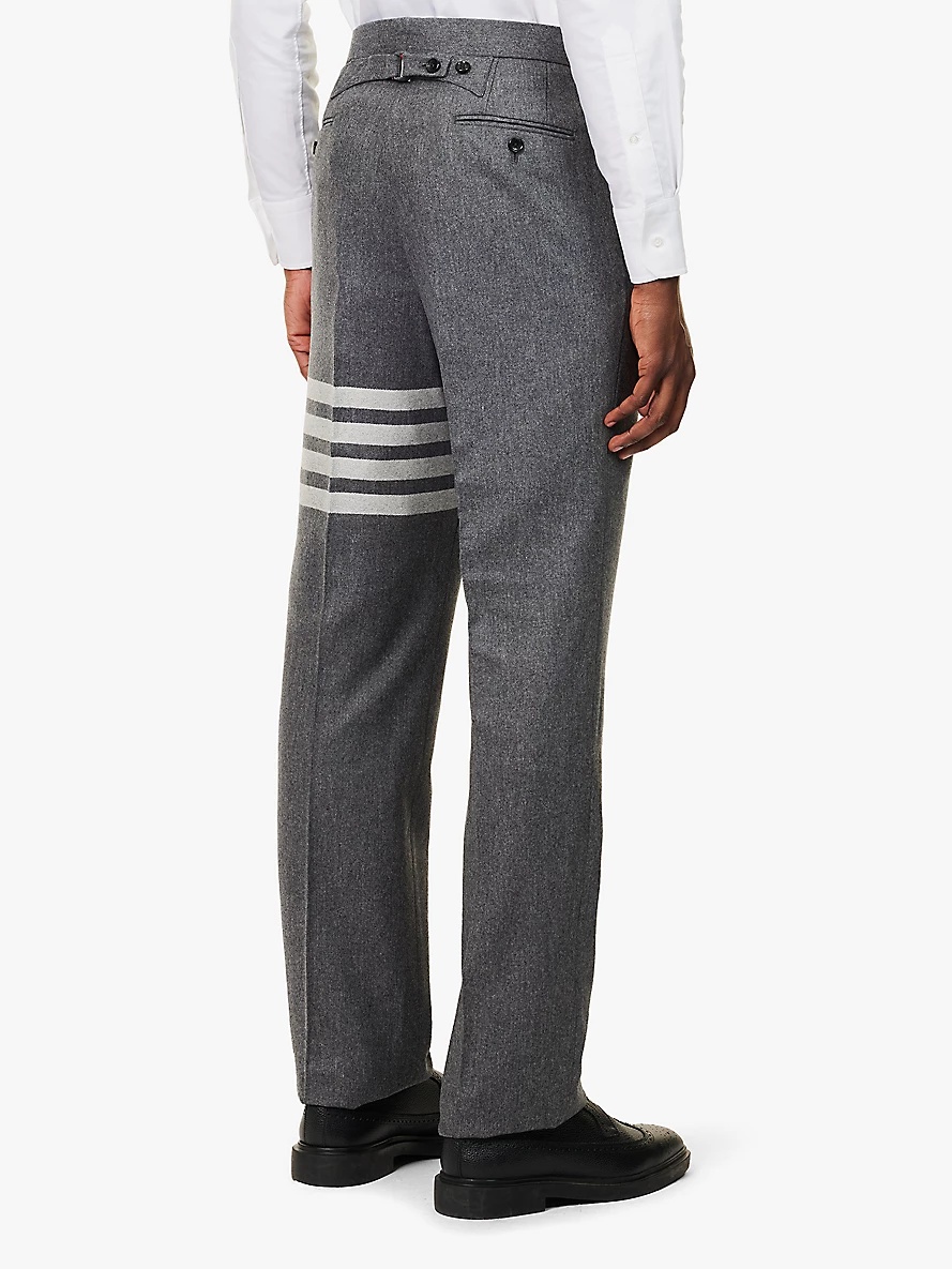 Four-bar straight-leg mid-rise wool-blend trousers - 4