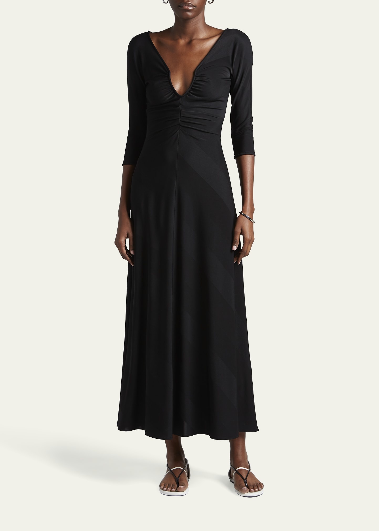 Jacquard Jersey Diagonal Stripe Maxi Dress - 2