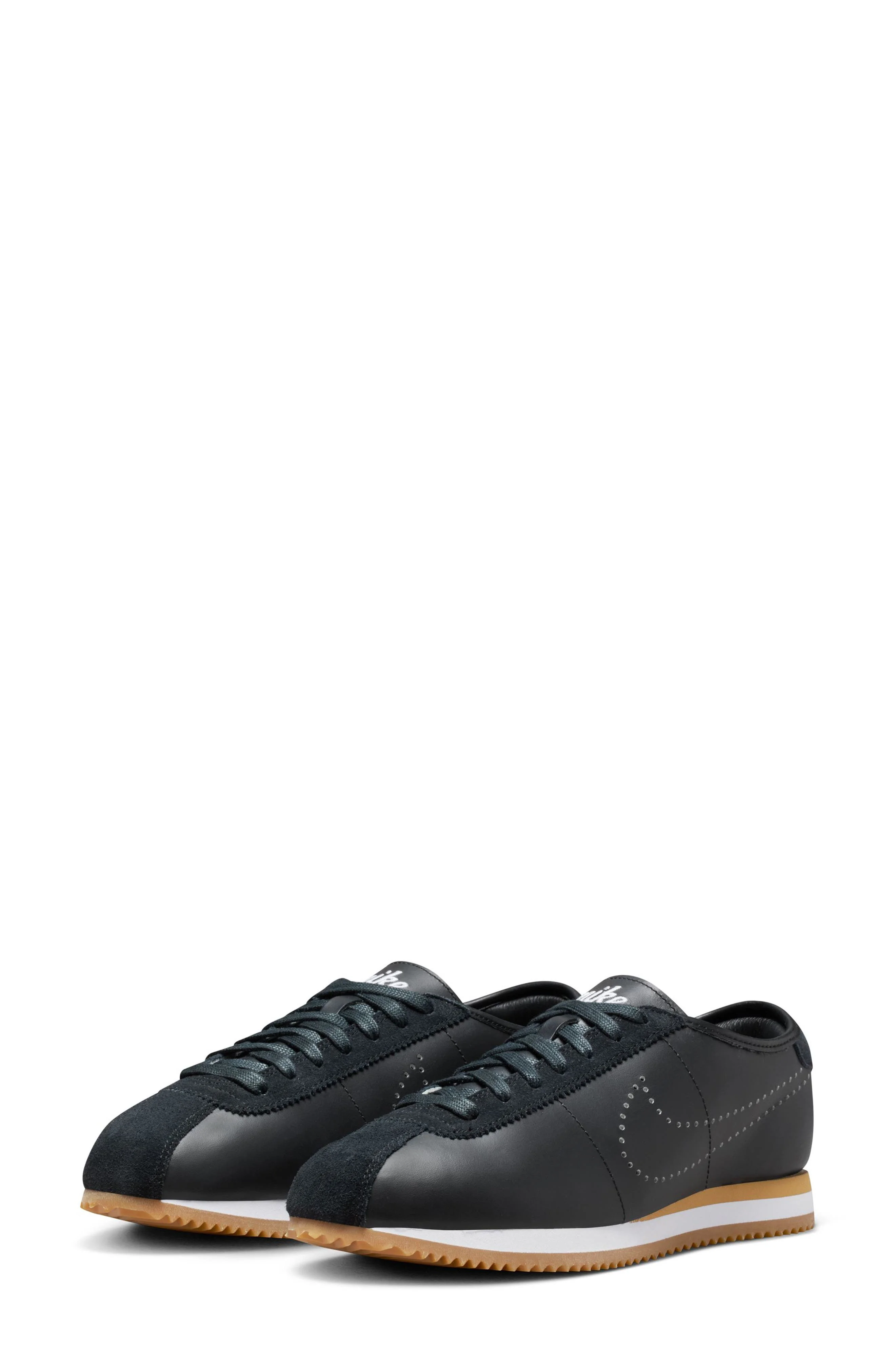 Nike Cortez Leather Sneaker in Black/White/Gum Light Brown at Nordstrom - 1