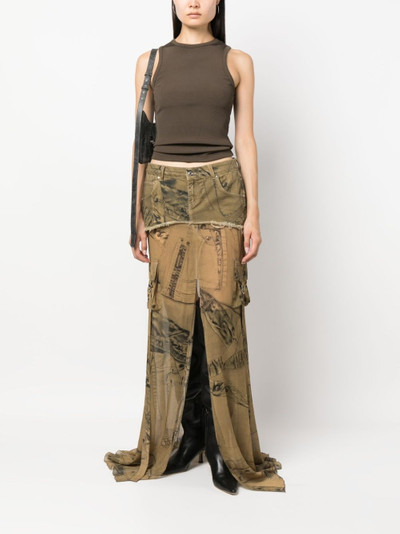 Blumarine graphic-print layered maxi skirt outlook