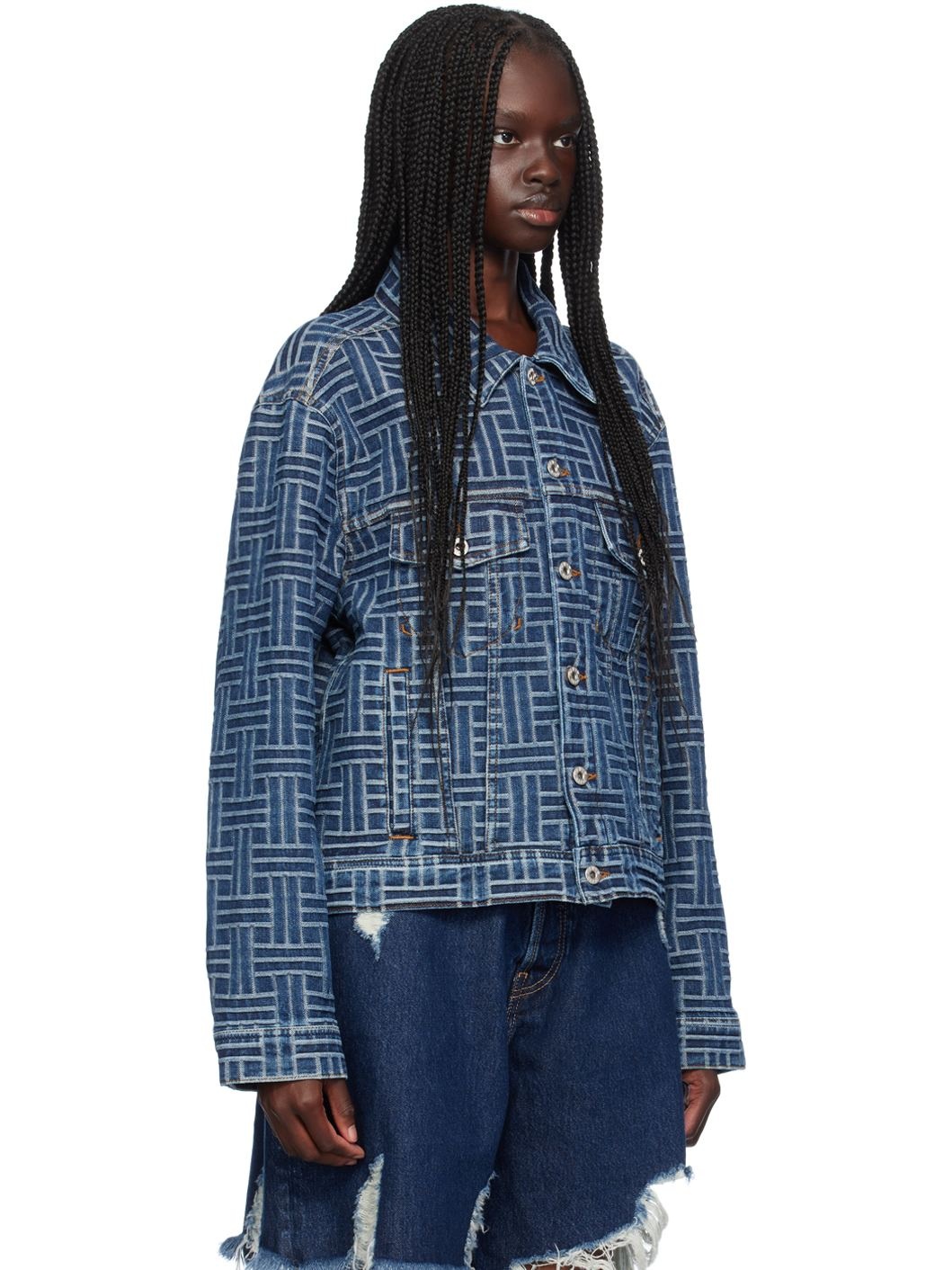 Blue Kenzo Paris 'Kenzo Weave' Denim Jacket - 2