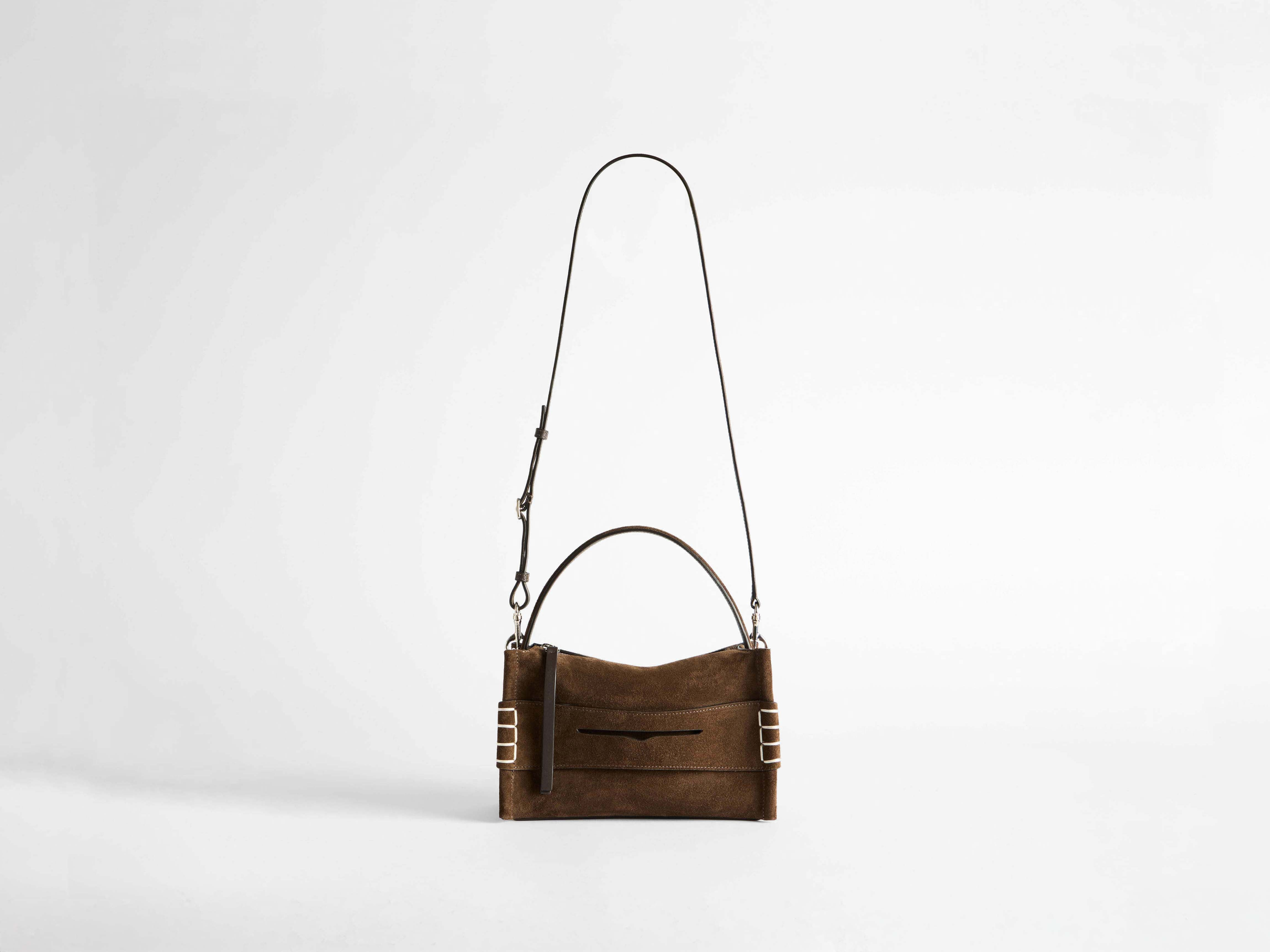 SMALL LOAFER BAG IN BROWN SUEDE - 6