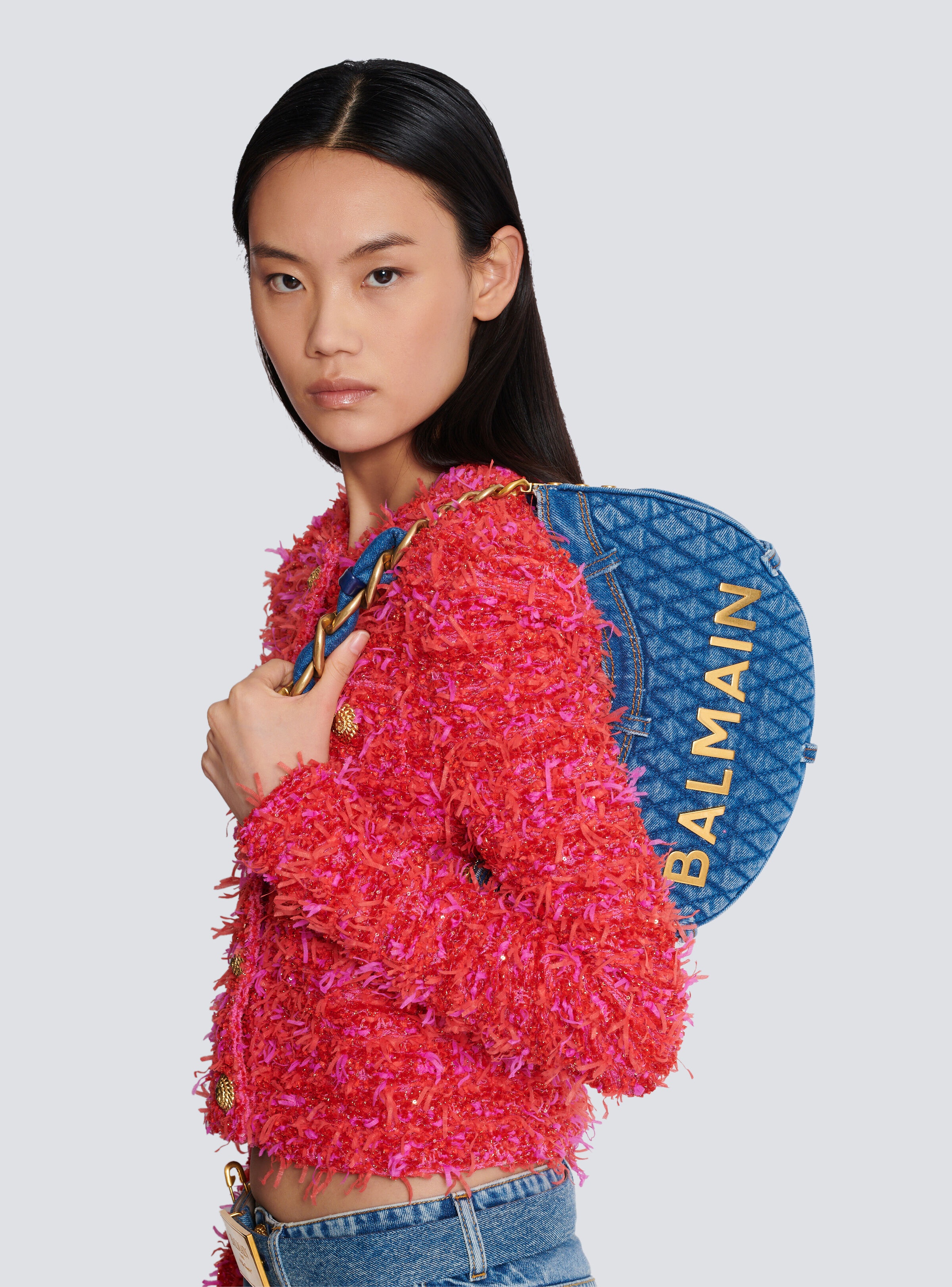 1945 Soft Moon bag in diamond-quilted denim - 8