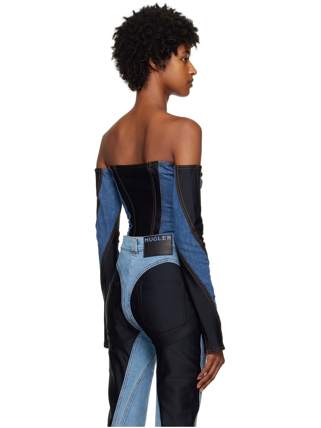 Blue Paneled Bodysuit - 3