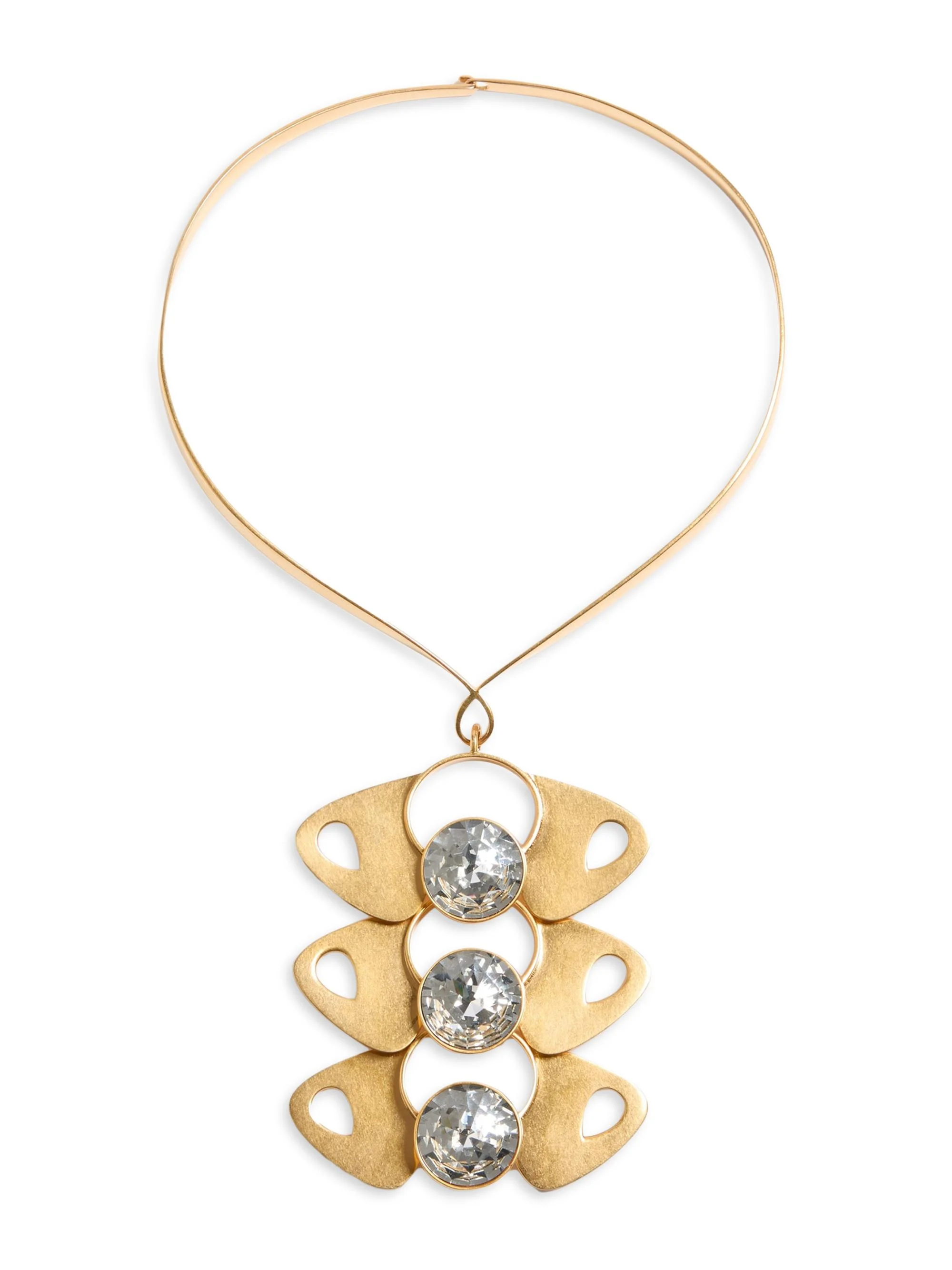 Women's Pages Necklace in Metal and Crystals - Gold Crystal - 1