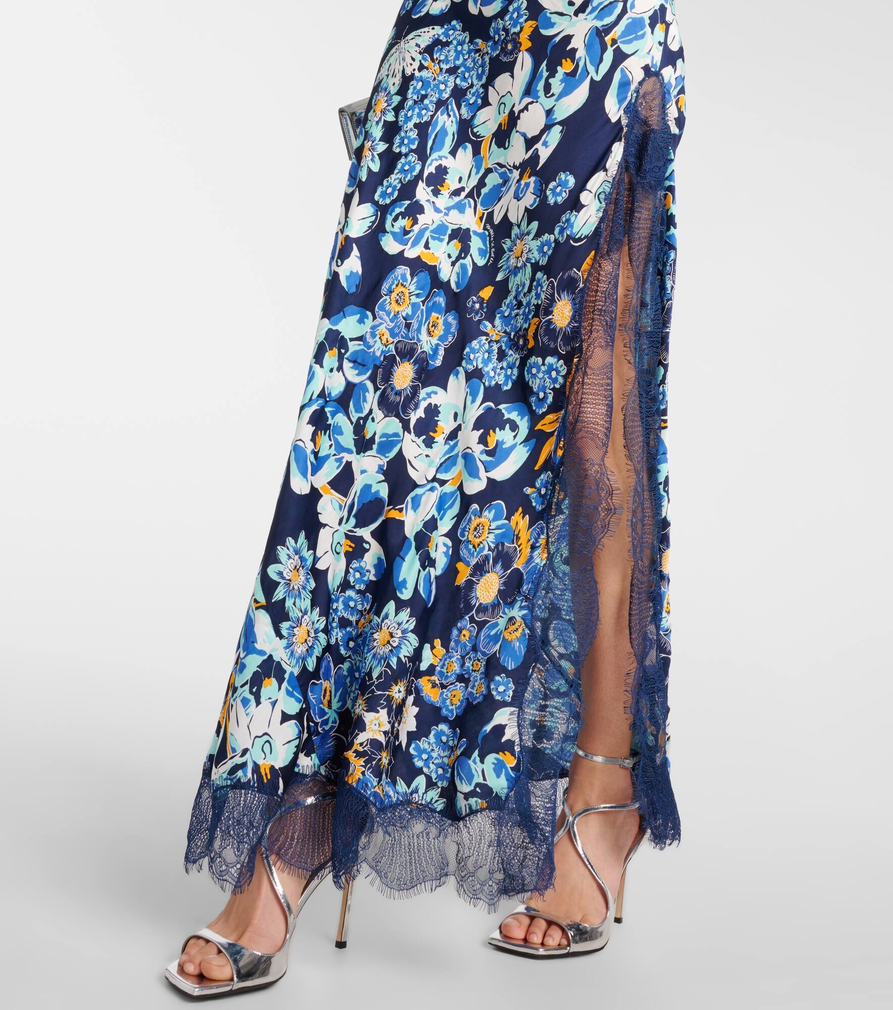 Floral lace-trimmed slip dress - 5