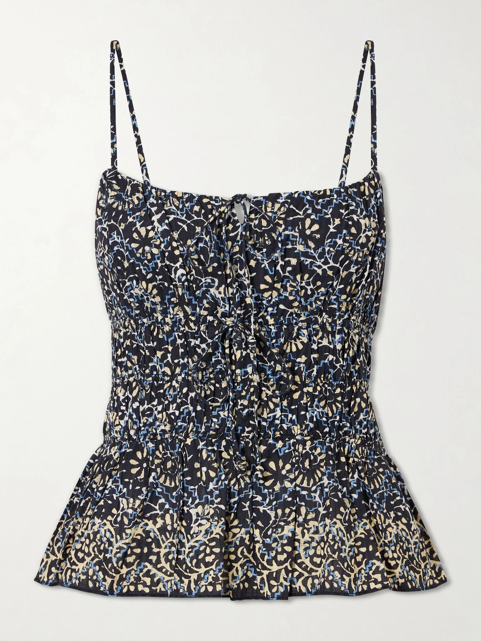 Anya printed-cotton tank Navy - 1