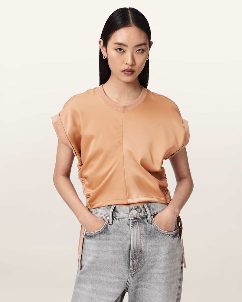 ALLSAINTS MIRA CROPPED SATIN DRAWCORD T-SHIRT outlook