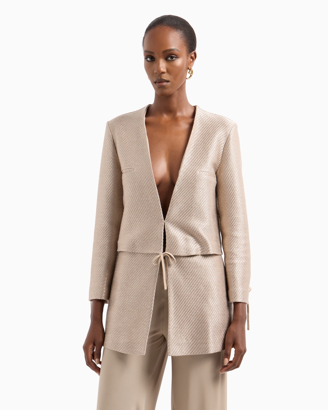RAFFIA-EFFECT COTTON AND VISCOSE JACKET - 4