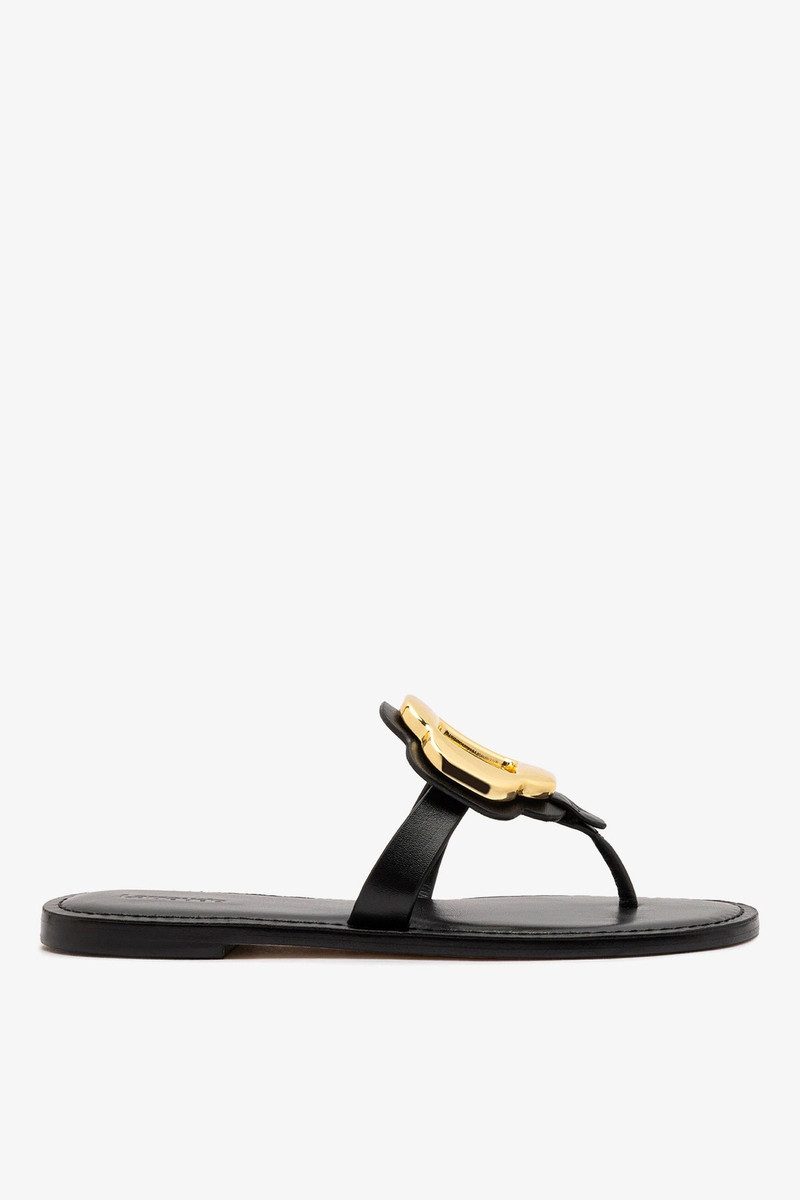 Margherita Thong Sandal In Black Leather 1