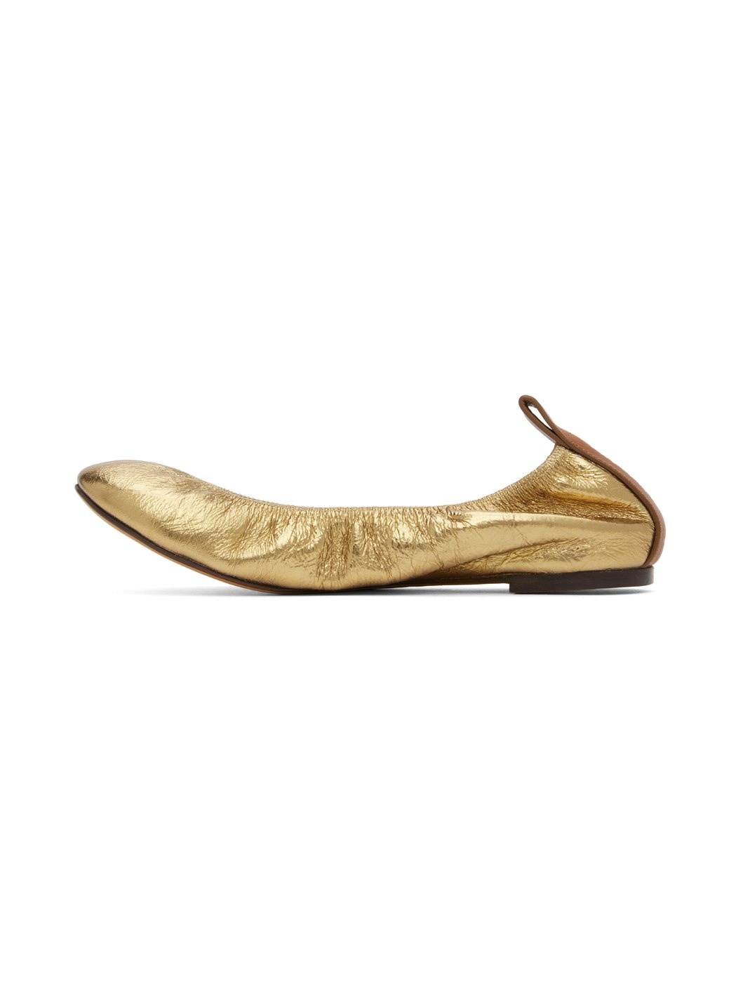 Gold Leather Ballerina Flats - 3