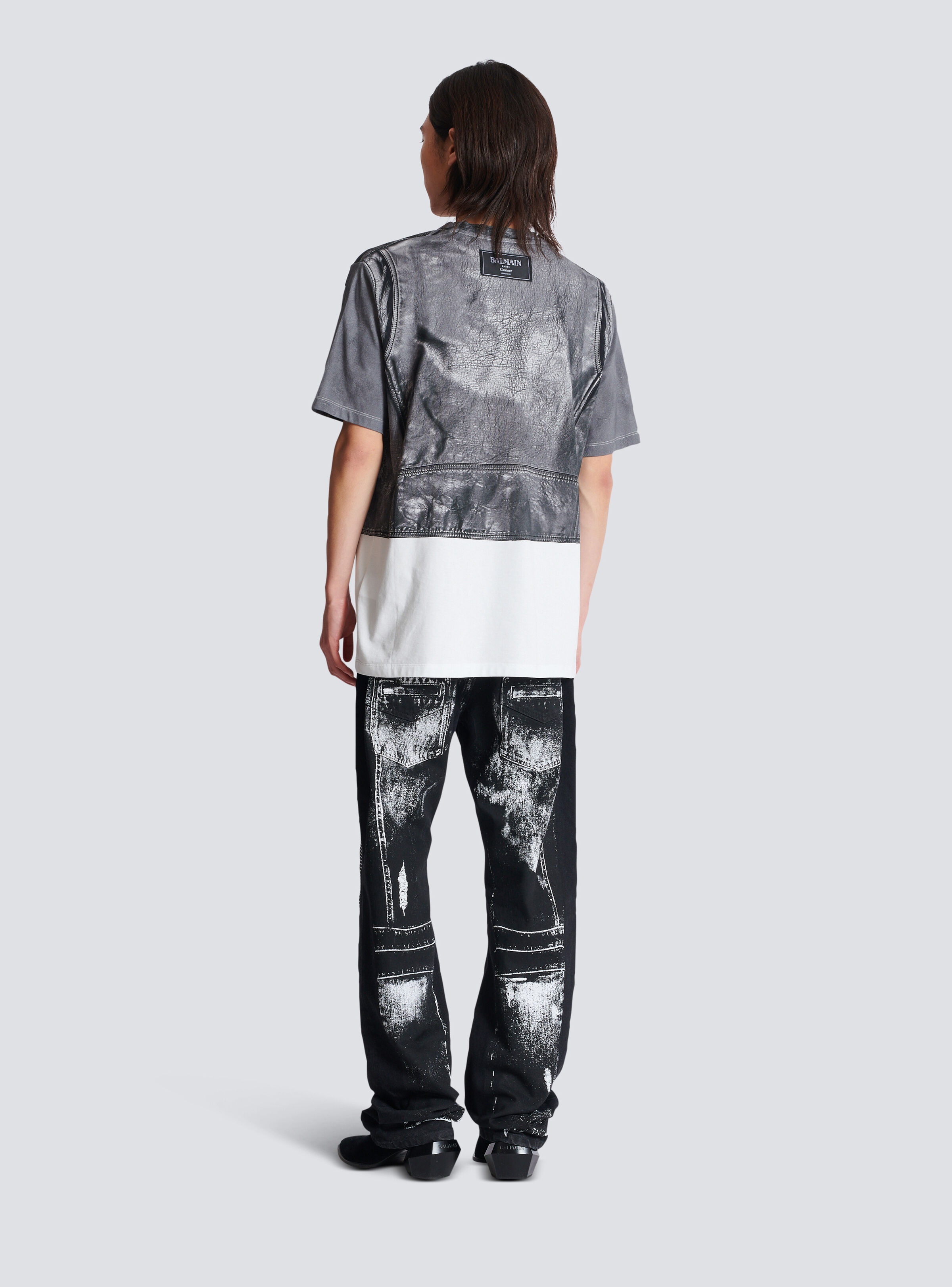 T-shirt with biker jacket print - 4