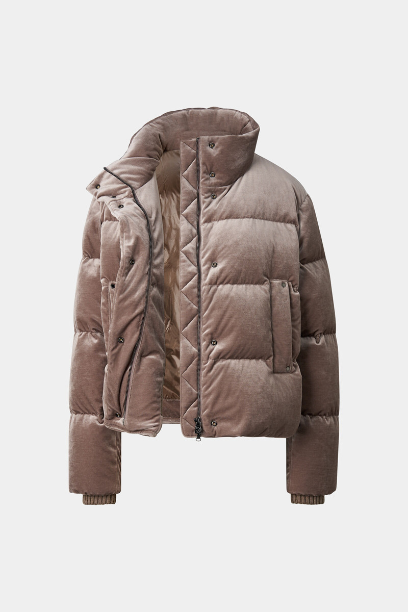Oliva Velvet Down Jacket in Dark brown 2
