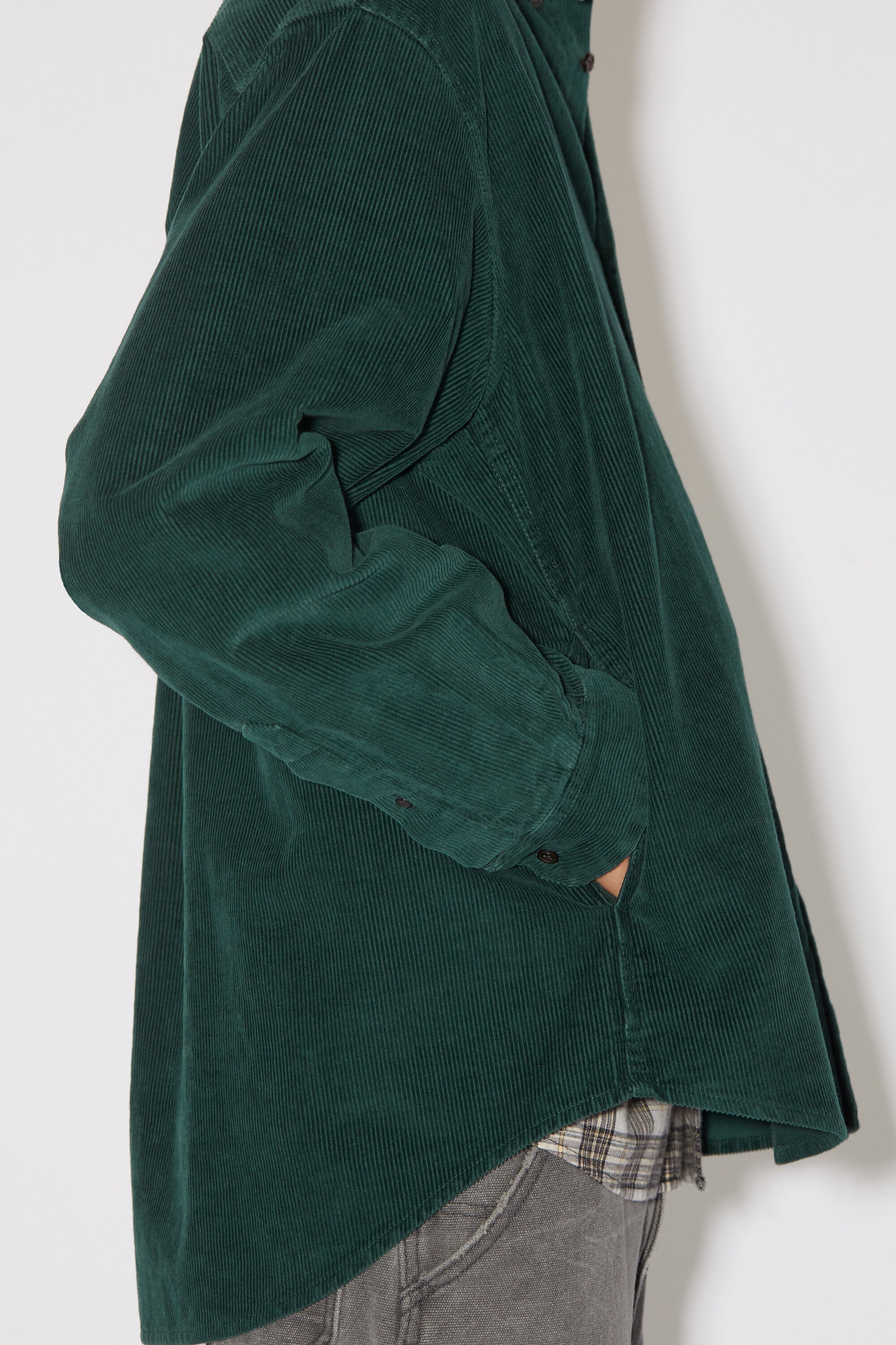 Corduroy overshirt - Night green - 5