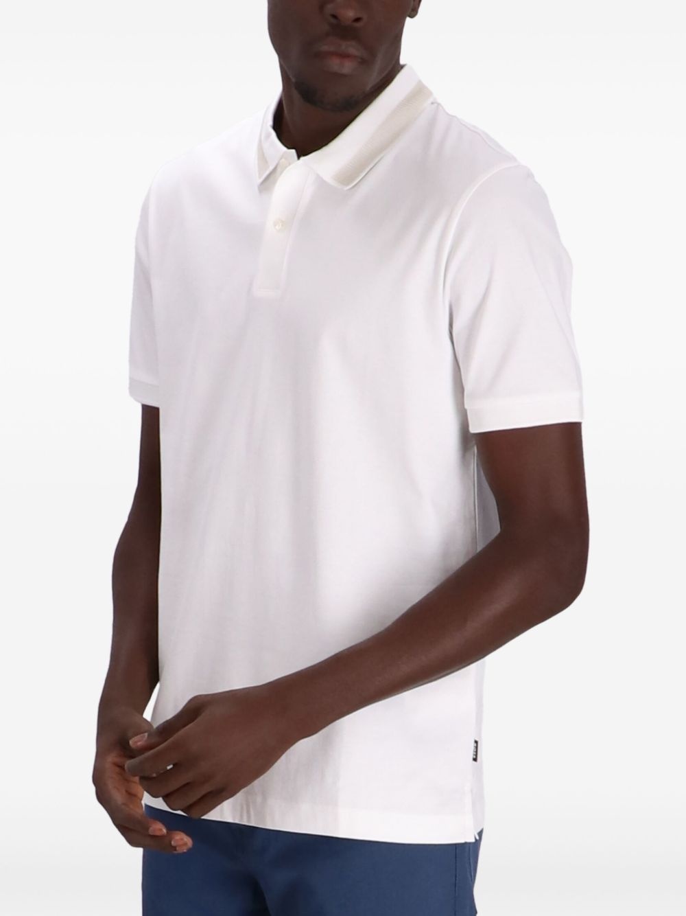 striped-collar polo shirt - 3
