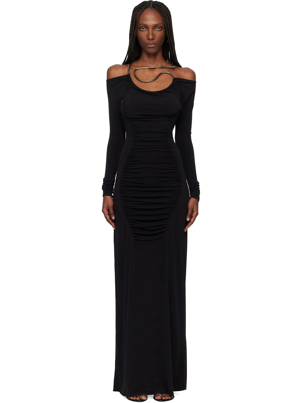 Black Cut-Out C-Logo Maxi Dress - 1