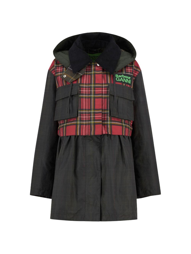 x Ganni plaid-pattern coat 1
