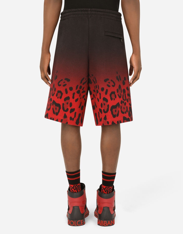 Jersey jogging shorts with leopard print - 3
