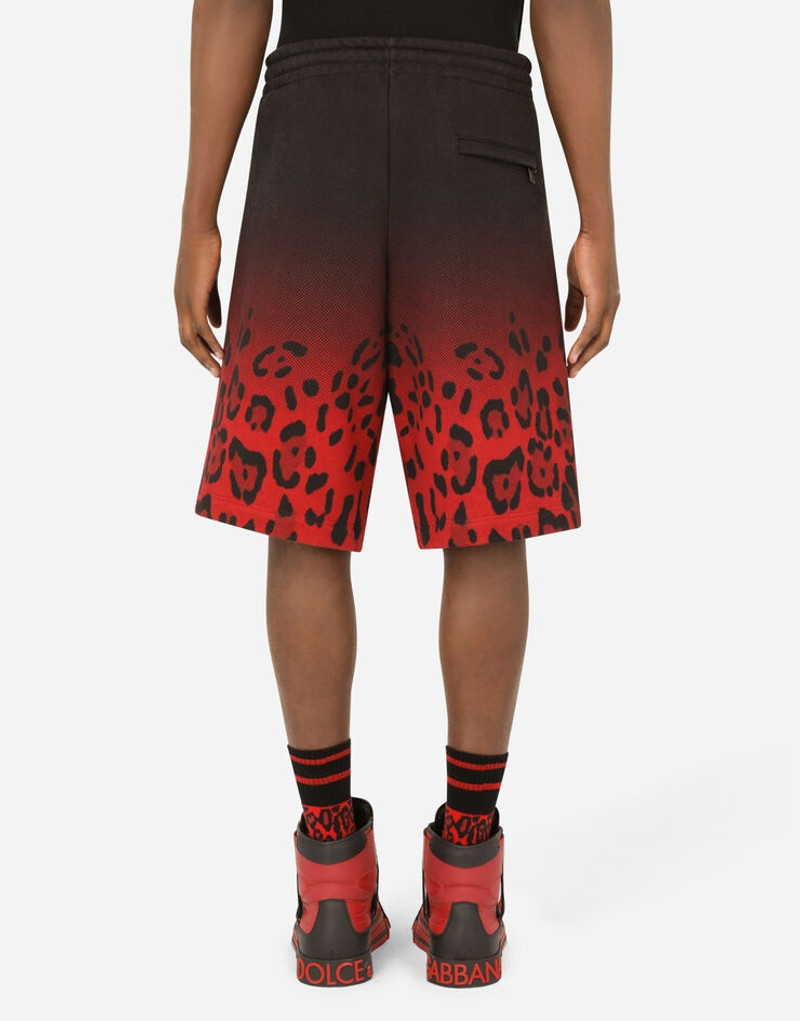 Jersey jogging shorts with leopard print 3