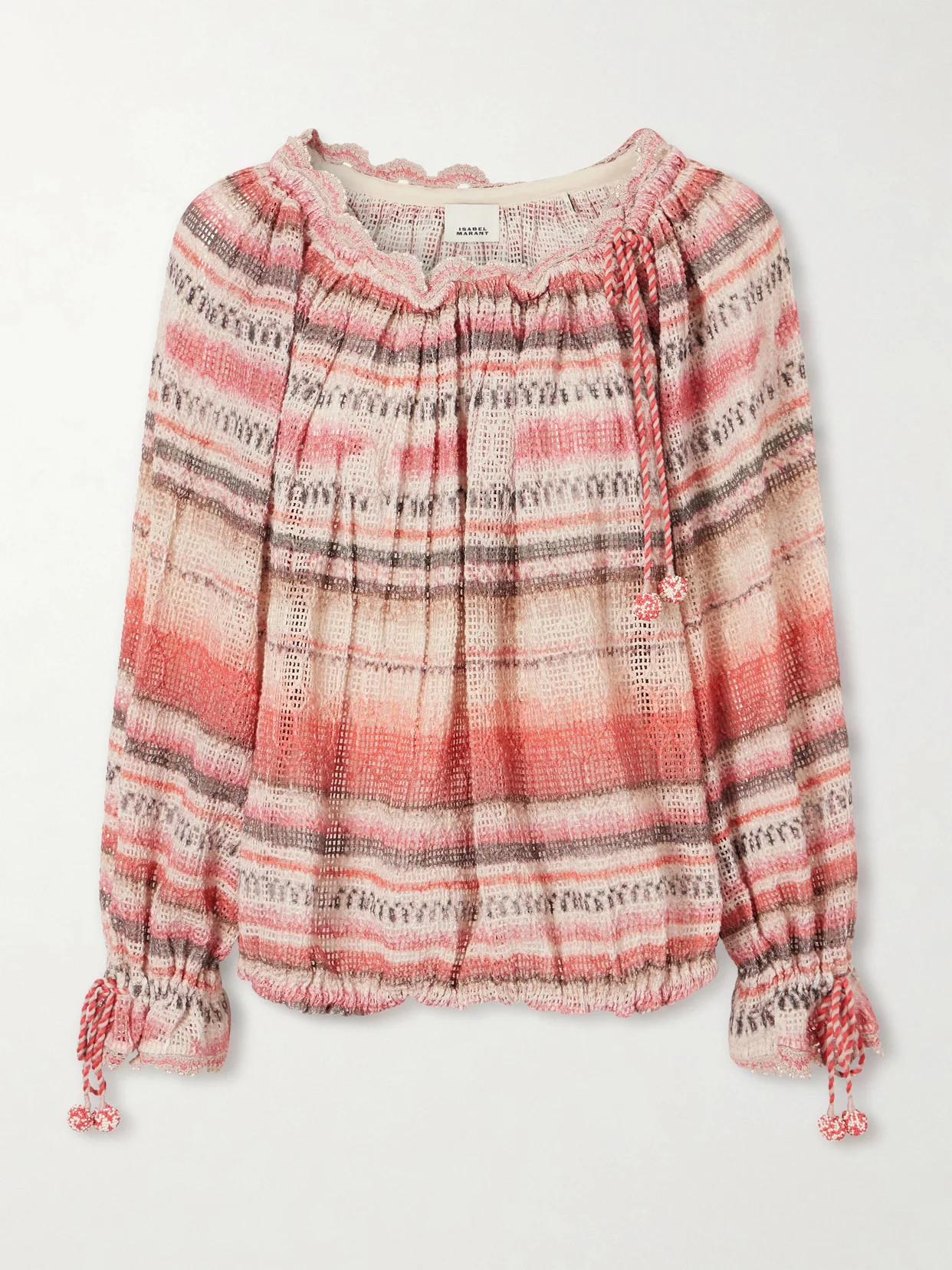 Nalyna Striped Crocheted Cotton-blend Sweater - 1