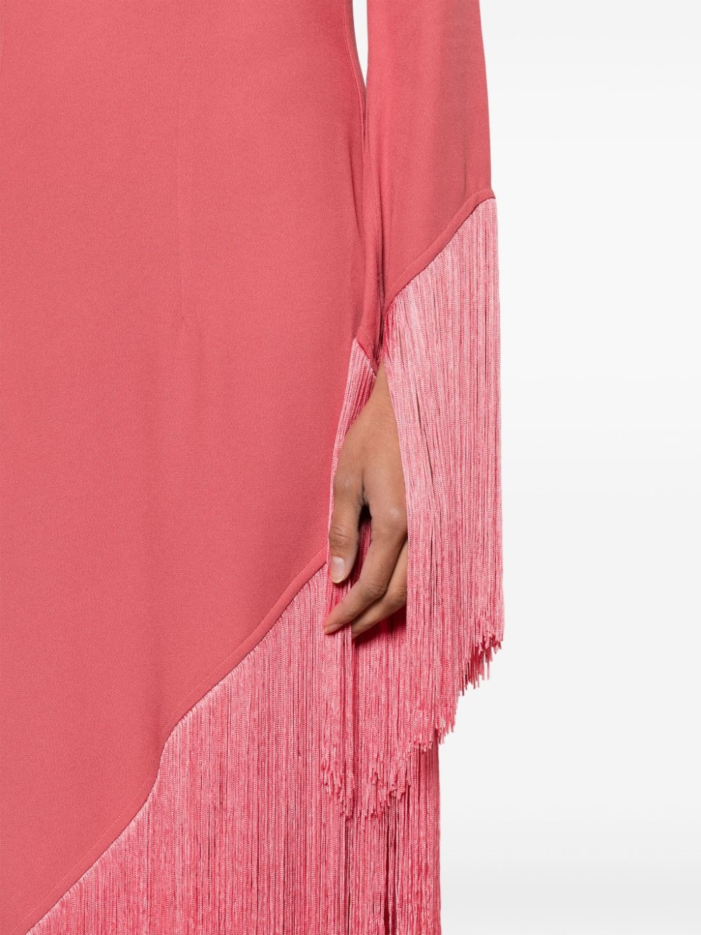 asymmetric fringed midi dress - 5