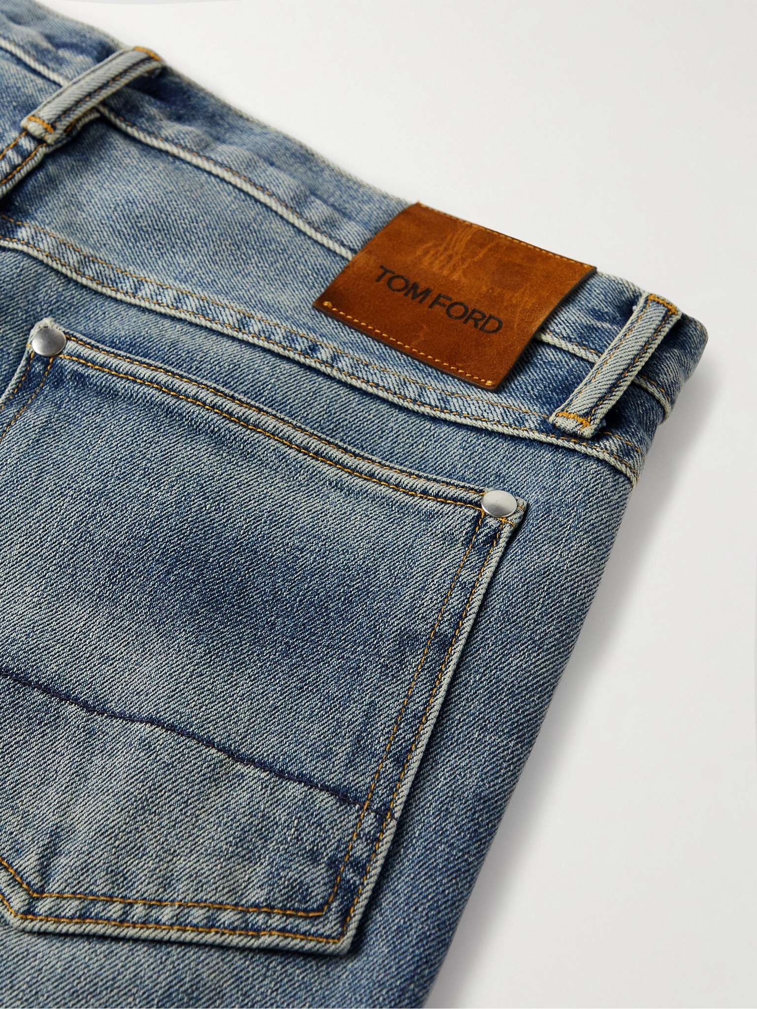 Slim-Fit Garment-Washed Selvedge Jeans - 5