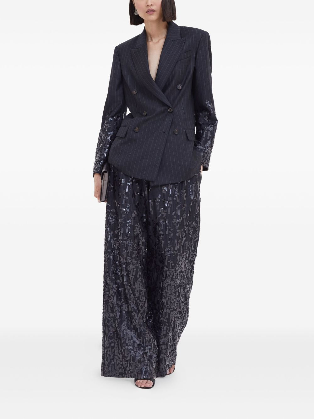 pinstripe sequin-embellished blazer - 2