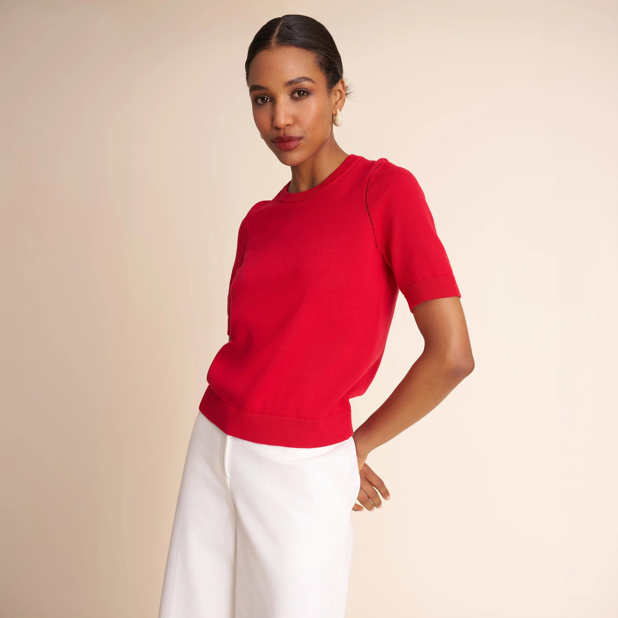 Becca Pointelle Tee - 365 Cotton Silk Knit - 1