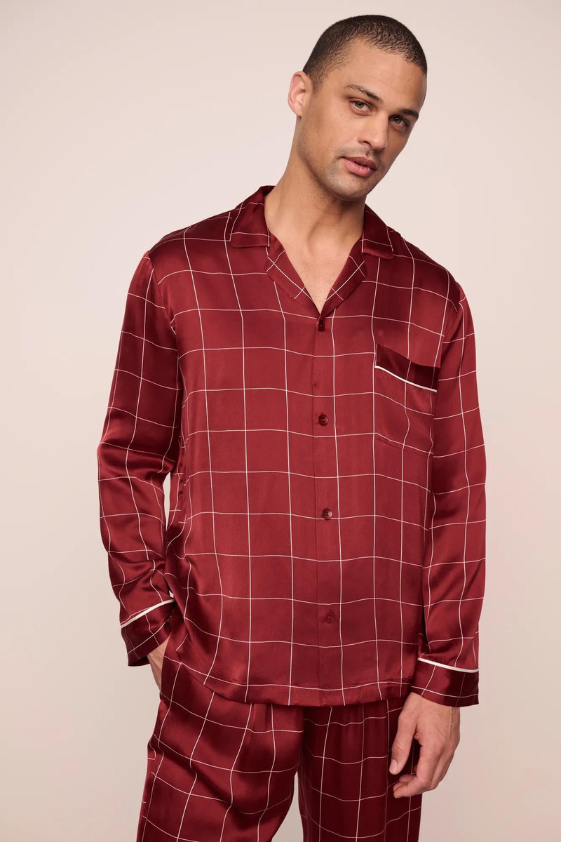 eberjey Eberjey x Lily Aldridge - Charles Washable Silk Printed Long PJ Set outlook
