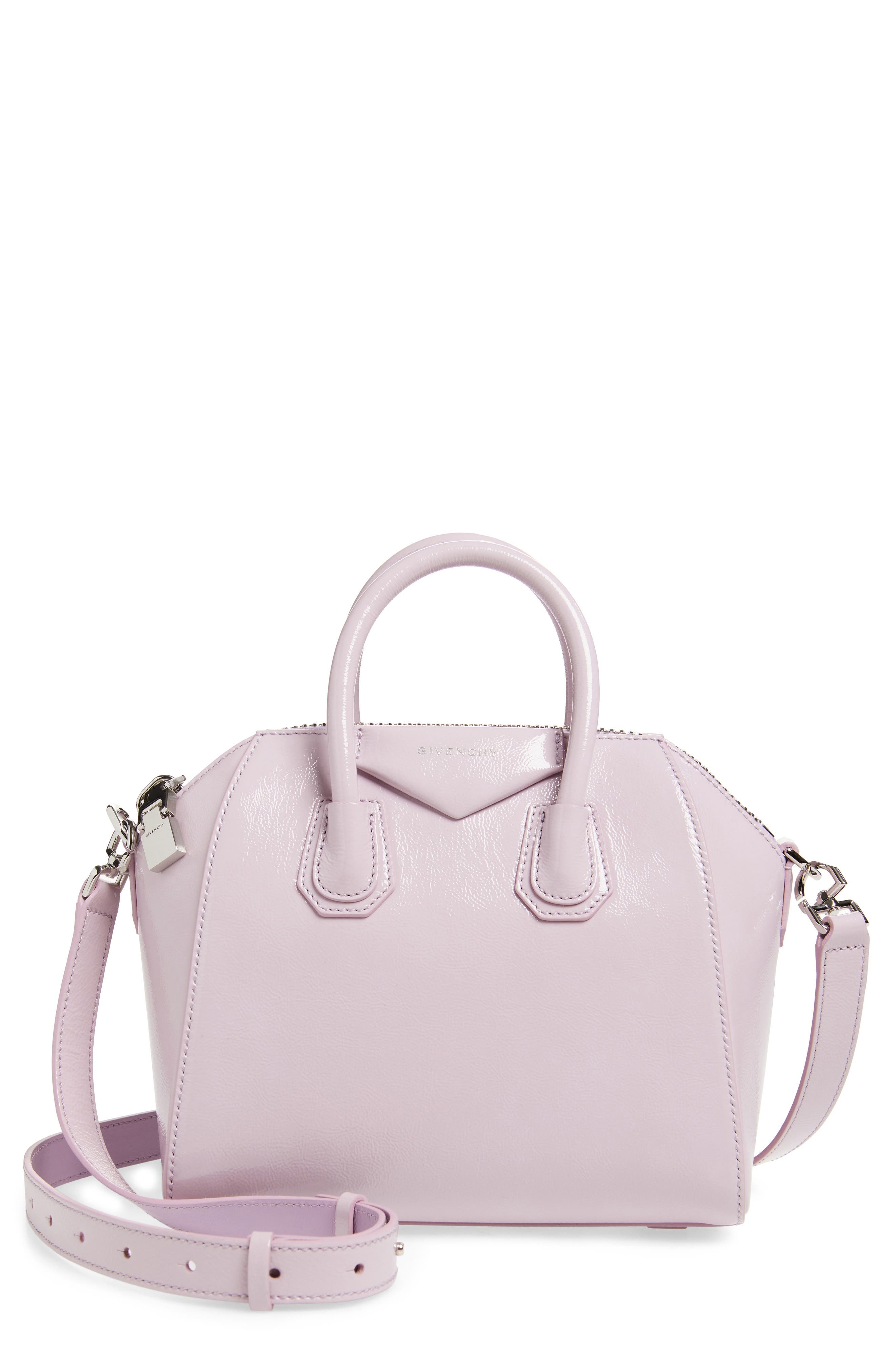 Givenchy Mini Antigona Box Leather Satchel in Orchid Purple at Nordstrom - 1
