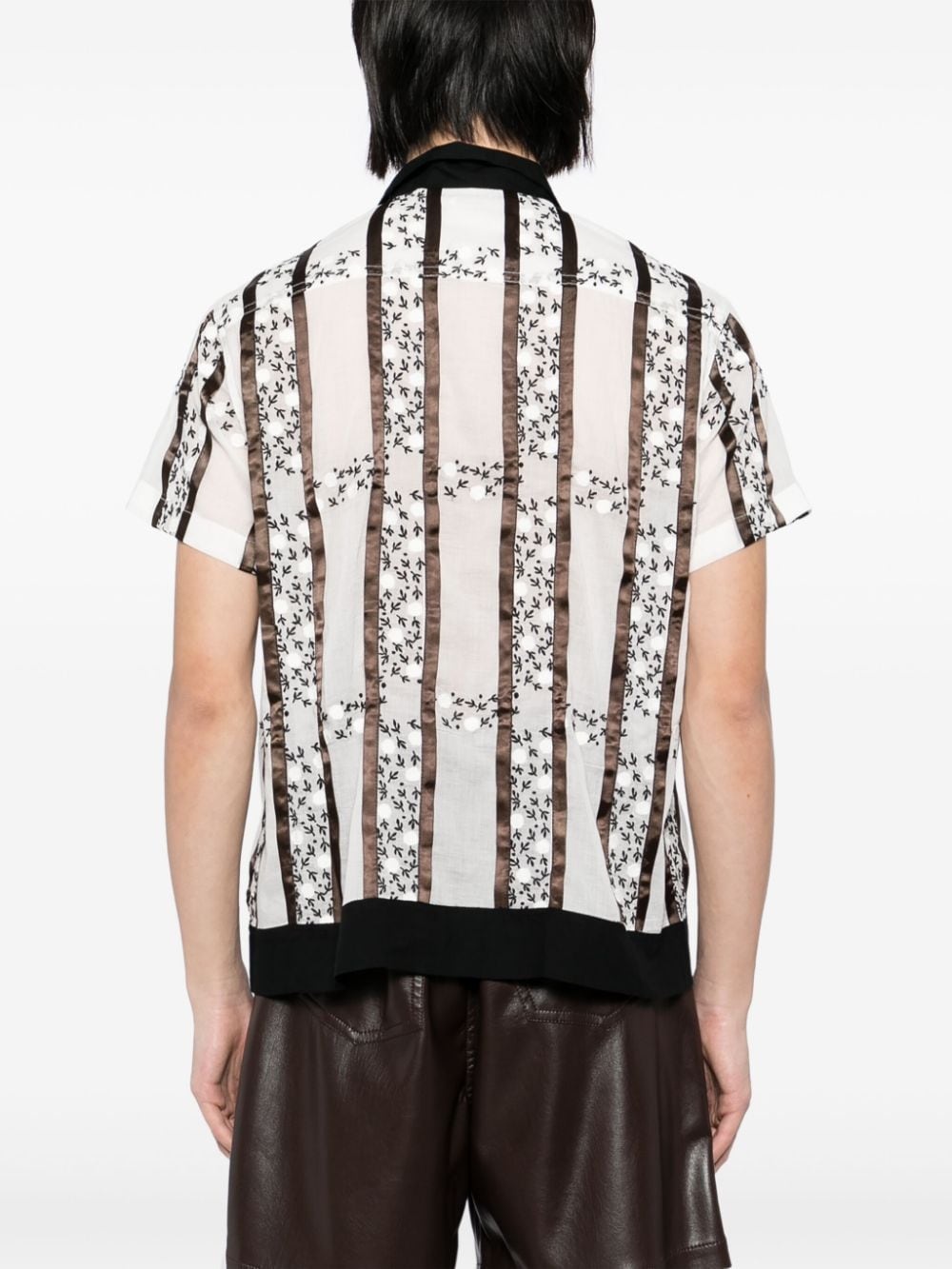 lattice sprig short-sleeved shirt - 4