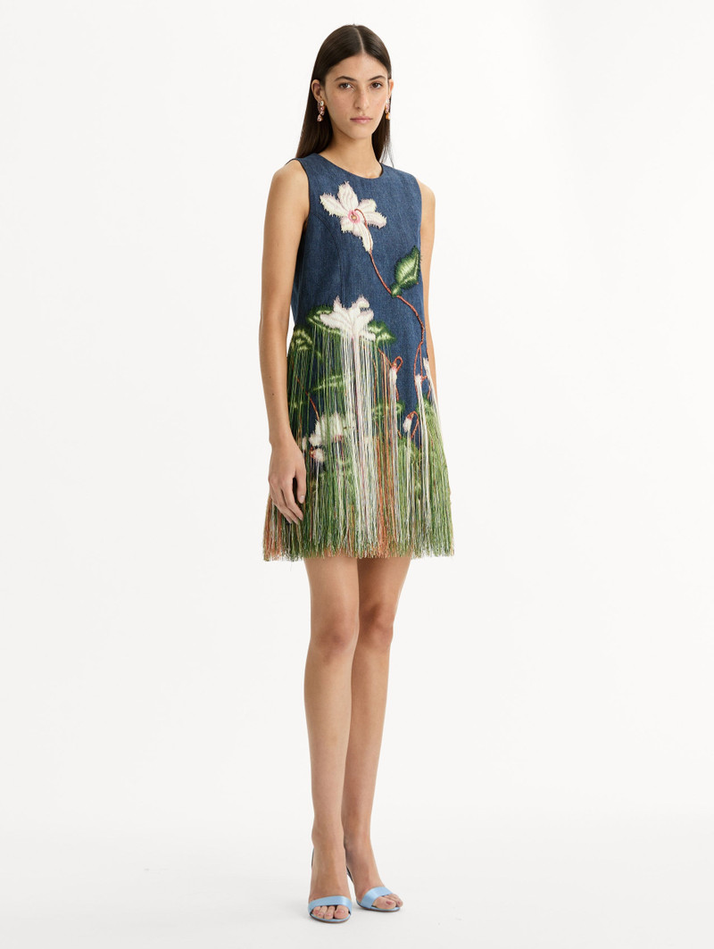 CHINÉ CYCLAMEN THREADWORK FRINGE SHIFT DRESS 4