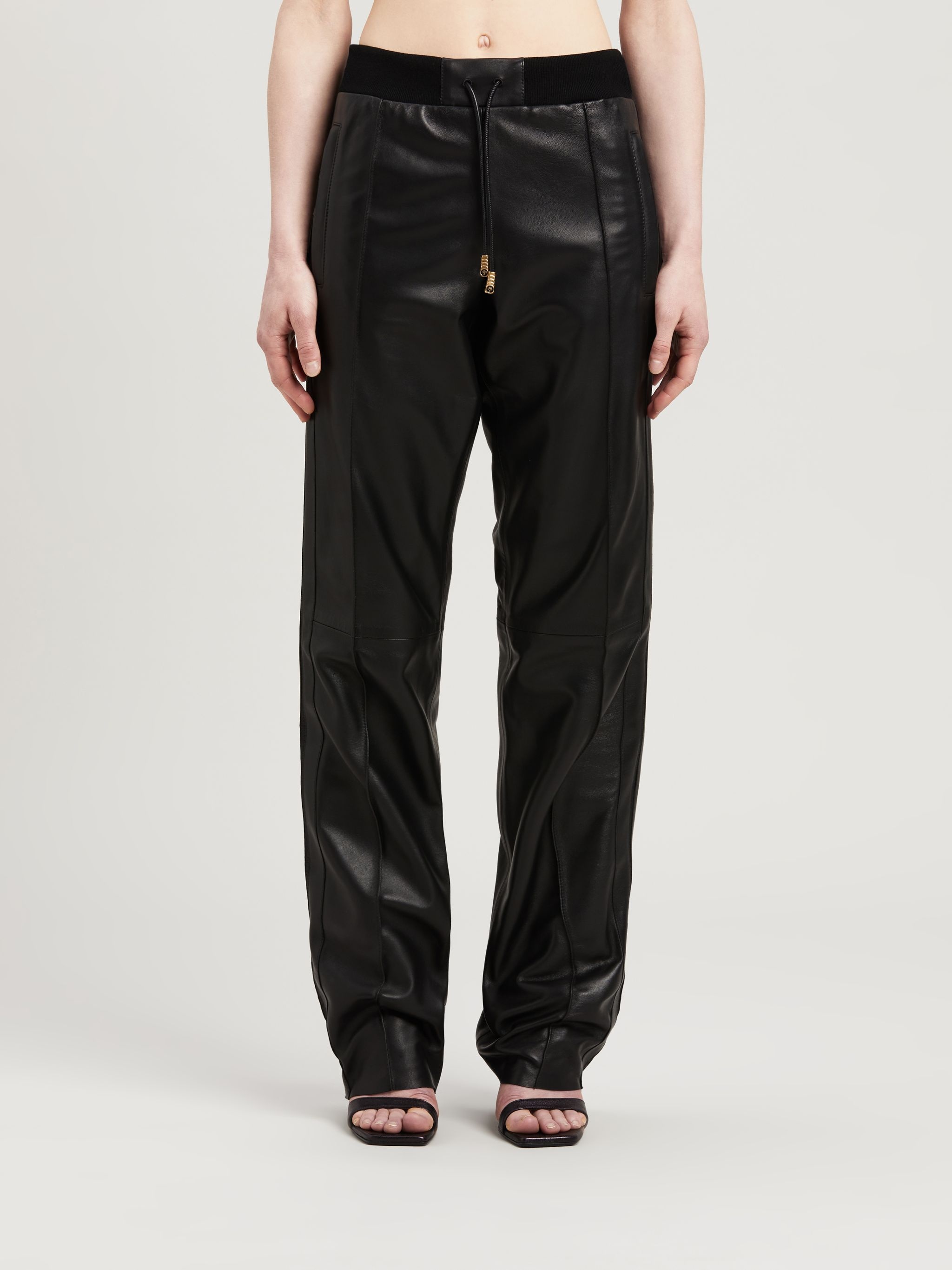LEATHER TRACK PANTS - 3