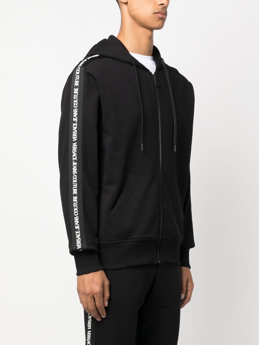 logo-tape hooded jacket - 3
