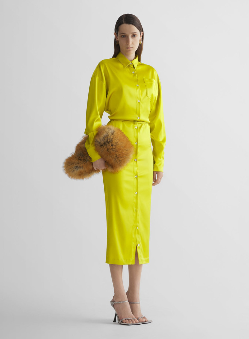 MUGLER toxic yellow shirt dress outlook