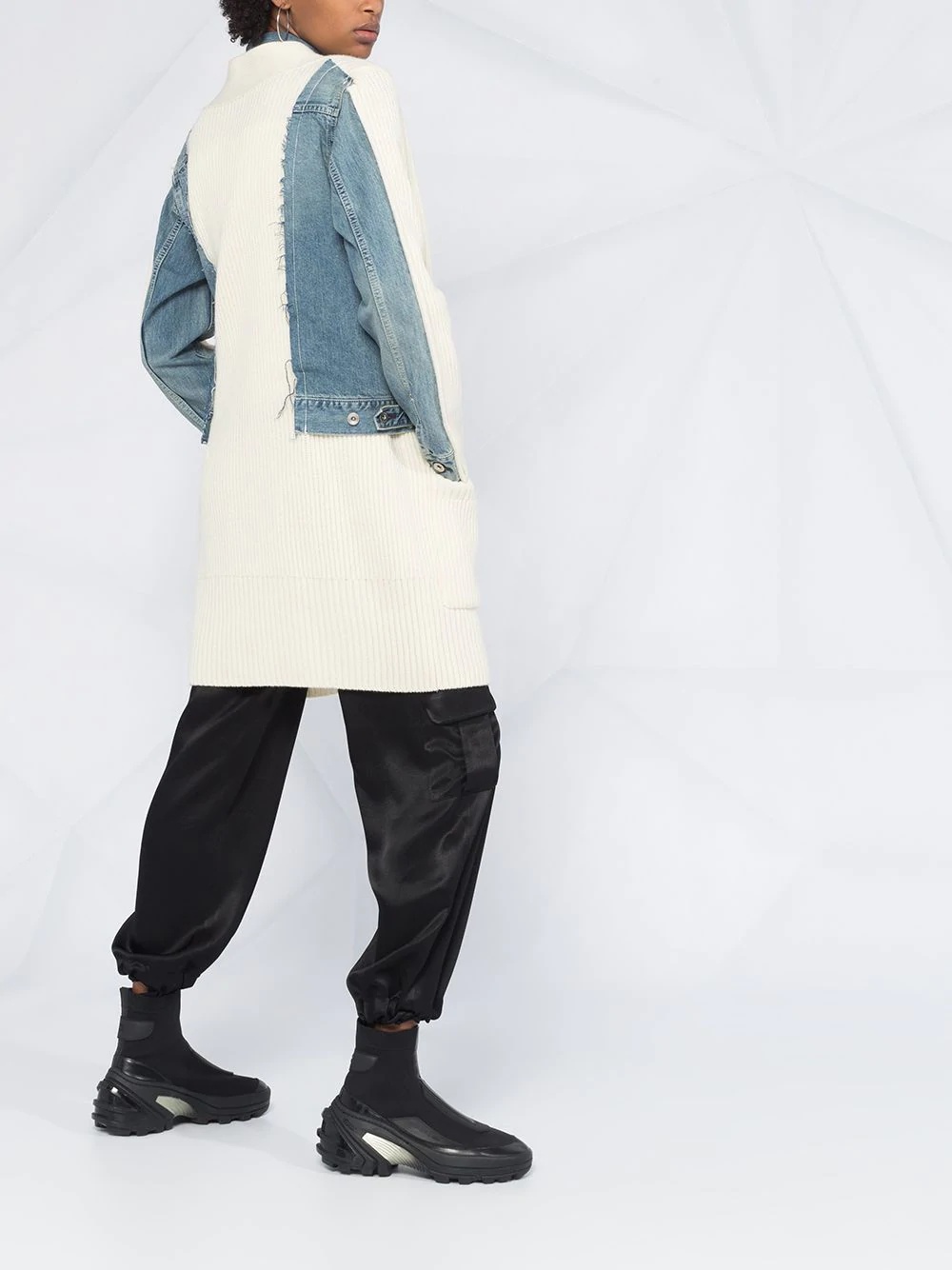 denim-panel hybrid cardi-coat - 4