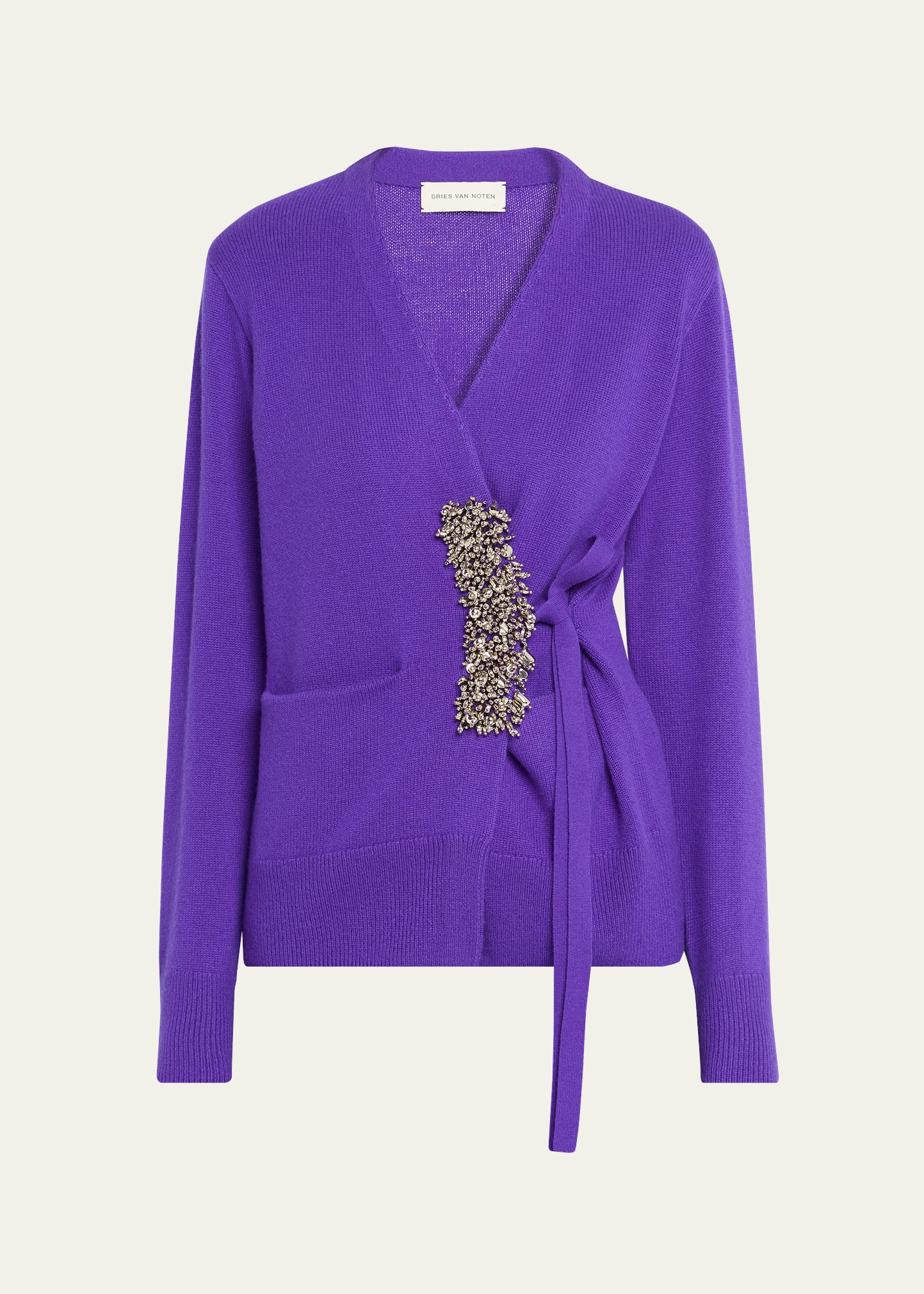 Tiah Beaded Cashmere Wrap Cardigan - 1