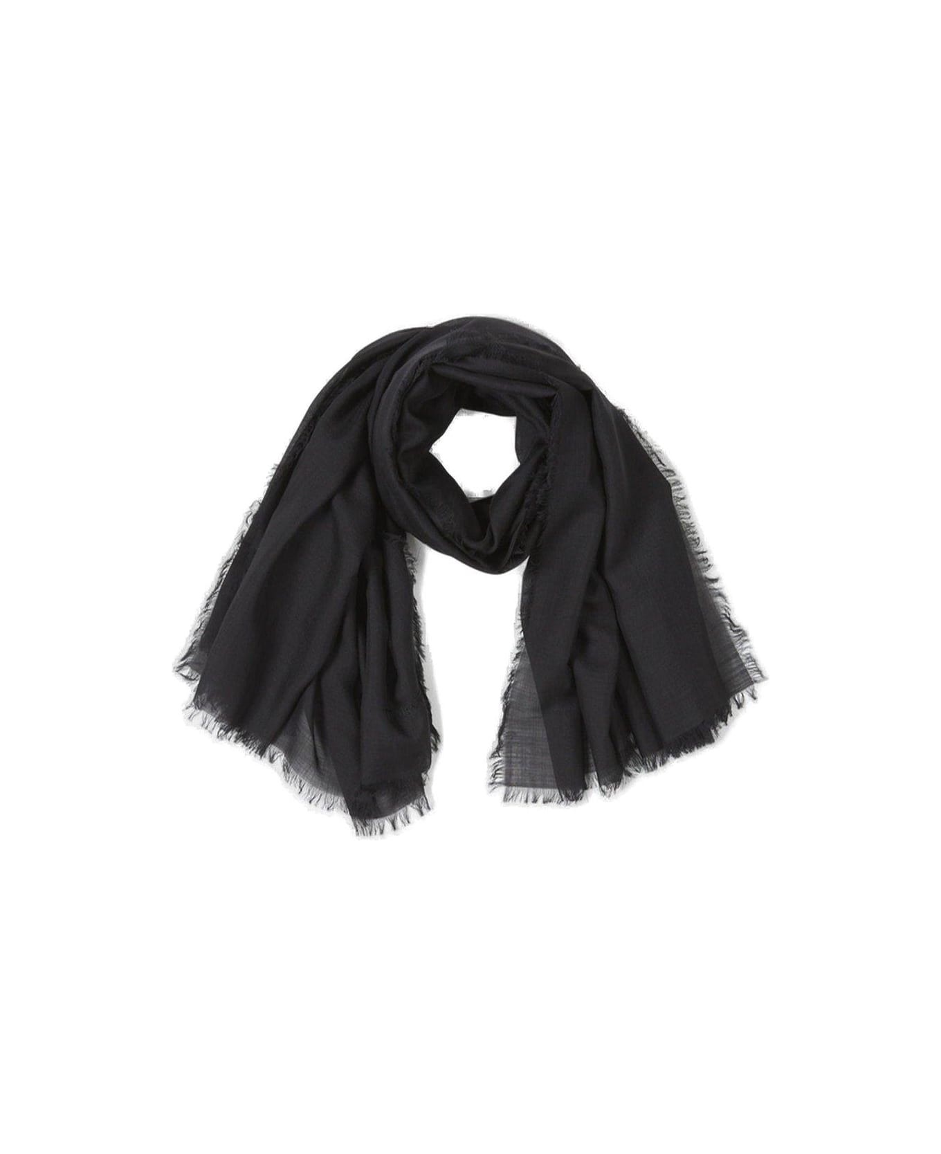 Logo Embroidered Fringed Edge Scarf - 1