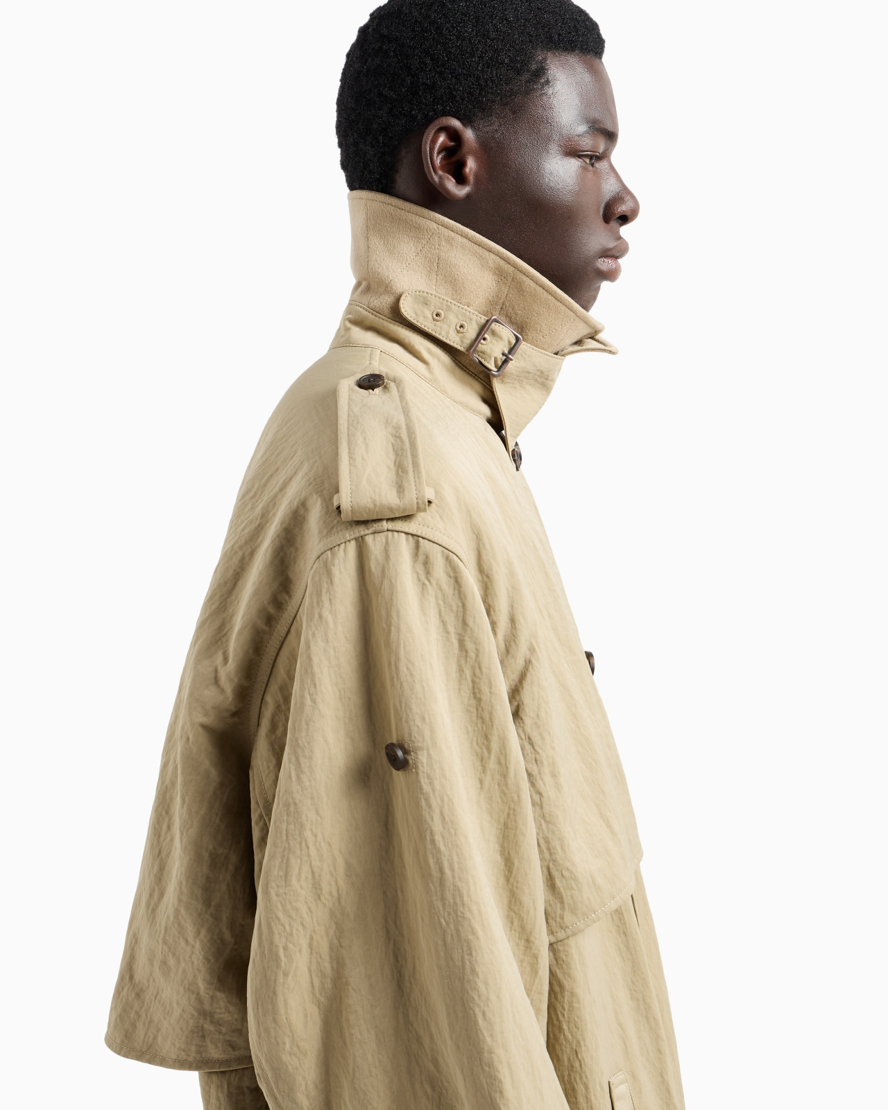 DOUBLE-BREASTED TRENCH COAT WITH BELT IN TECHNICAL TWILL - 5