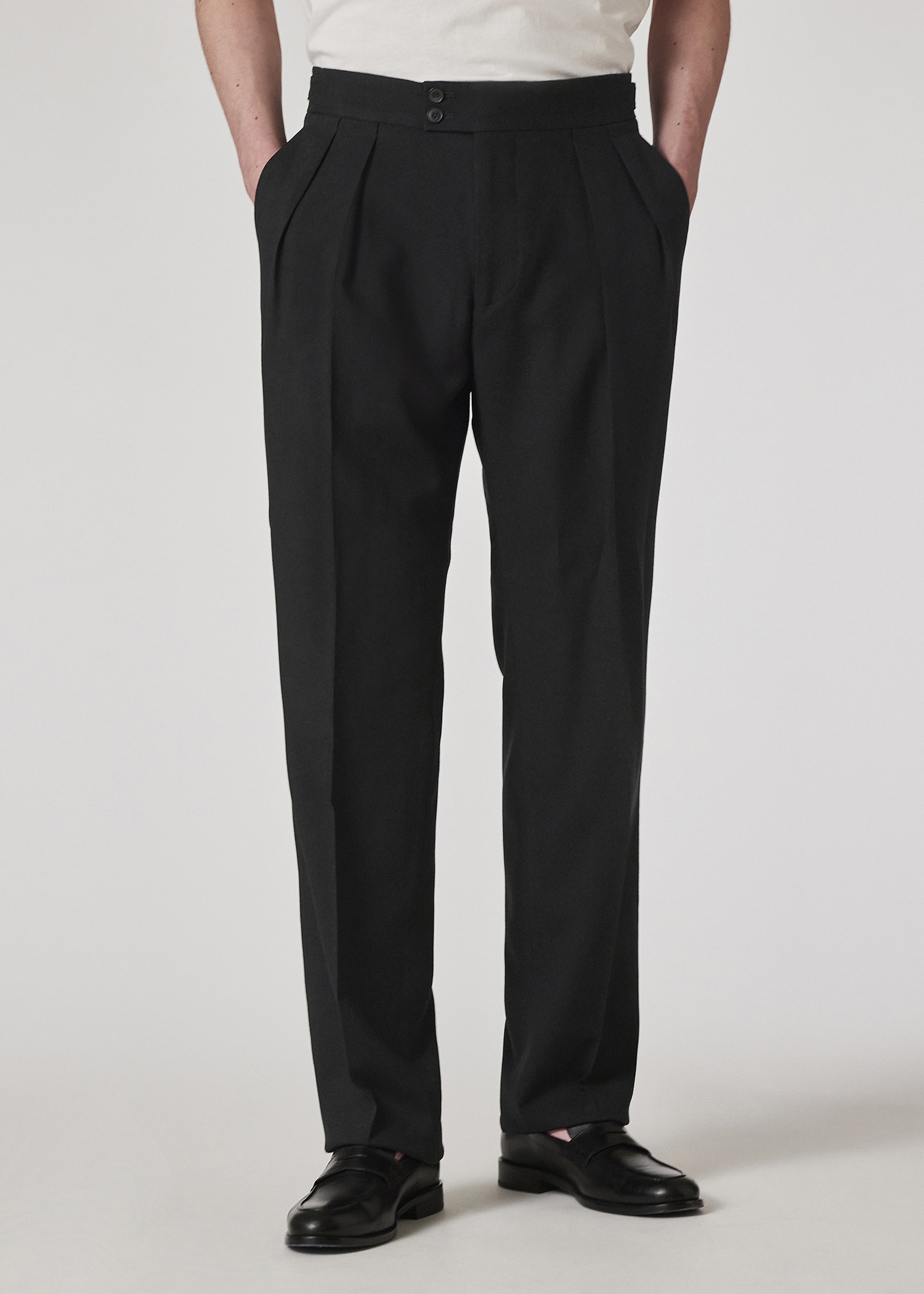 Black Two-Ply Hopsack Wool Work Jacket and Pleated Trousers Co-ord - 10