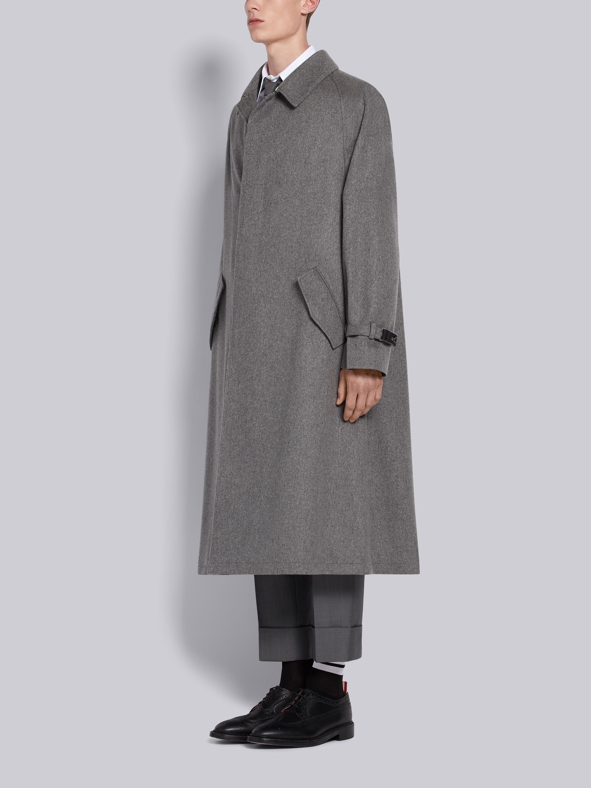 Medium Grey Cashmere Raglan Car Coat - 2