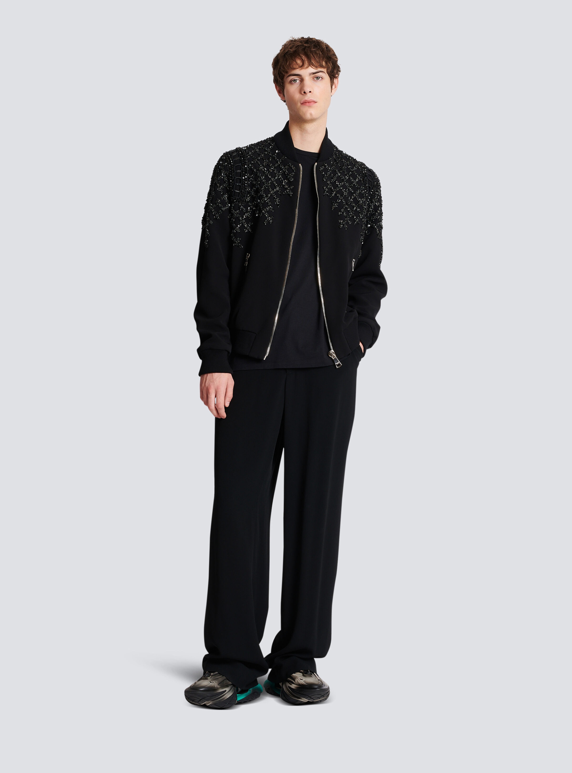 Embroidered crepe bomber jacket - 2